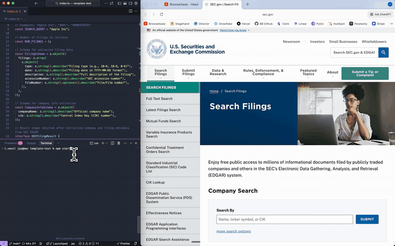 Extract SEC filing data demo